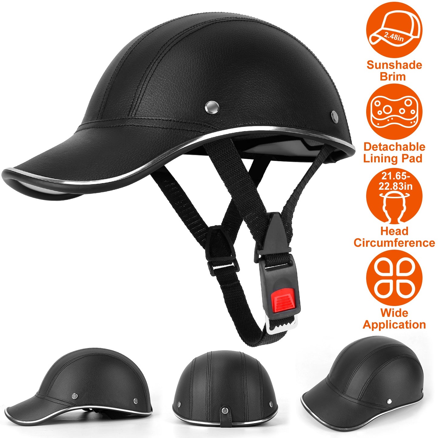 Safety Bicycle Helmet Adjustable Windproof Bike Helmet Sunshade Baseball Cap Anti-UV Cycling Motorcycle Hat Leather Helmet