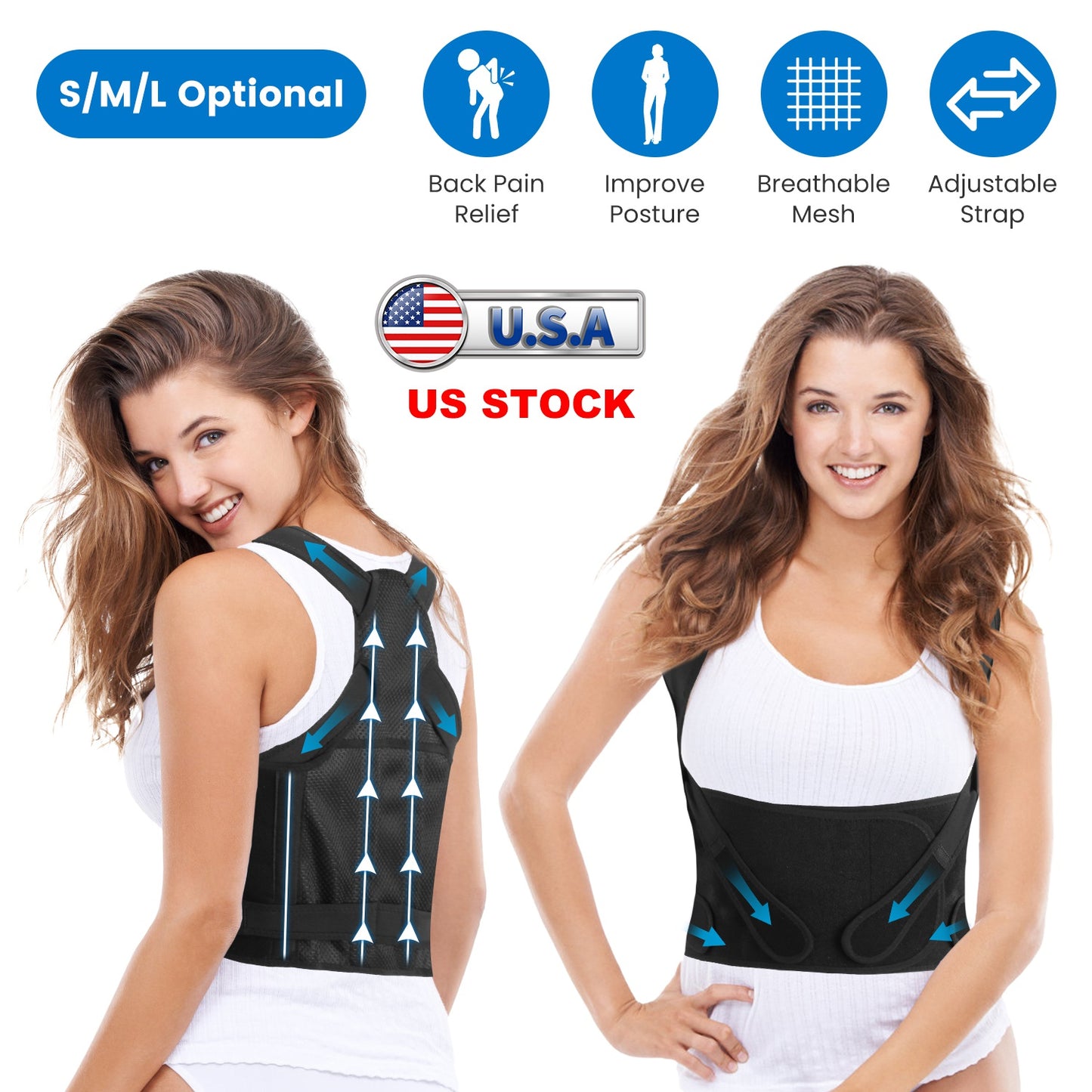 Posture Corrector for Women Men Adjustable Back Brace Posture Trainer Improve Hunchback Slouching Kyphosis Correction Invisible Under Clothes Upper Ba