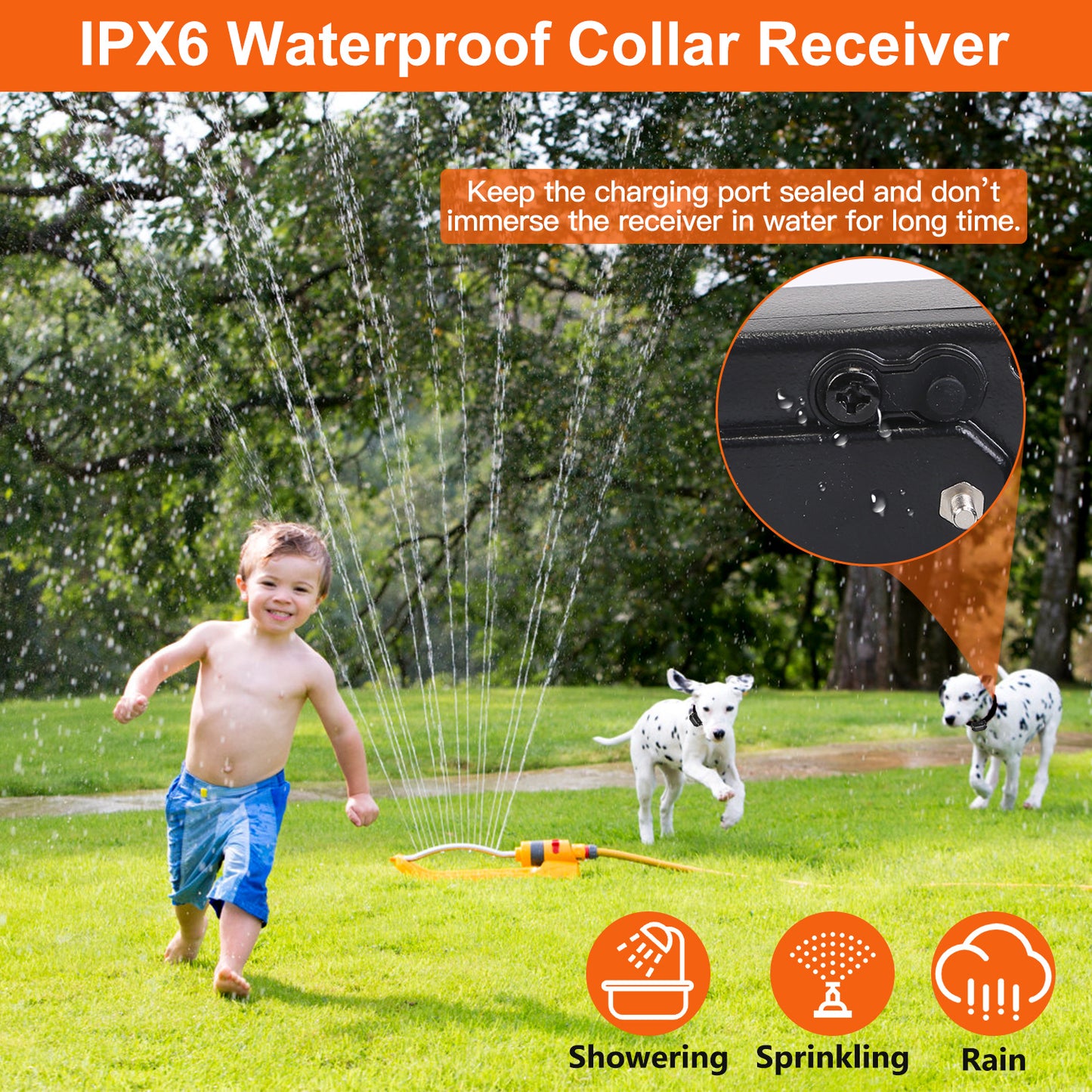 Electric Dog Collar Receiver Anti-Bark Dog Deterrent Training Collar with Beep Vibration Shock Modes for Dog Fence System