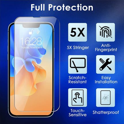 2Pcs HD Clear Screen Protectors Tempered Glass Film Full Coverage Screen Protector Fit for IOS Phone 14/14Plus/14Pro/14Pro Max/13/13Pro/13Max/12/12Pro