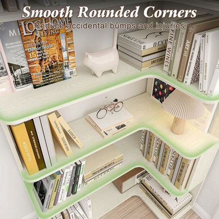 5-Tier L-Shaped Corner Bookshelf with 6 Open Shelves