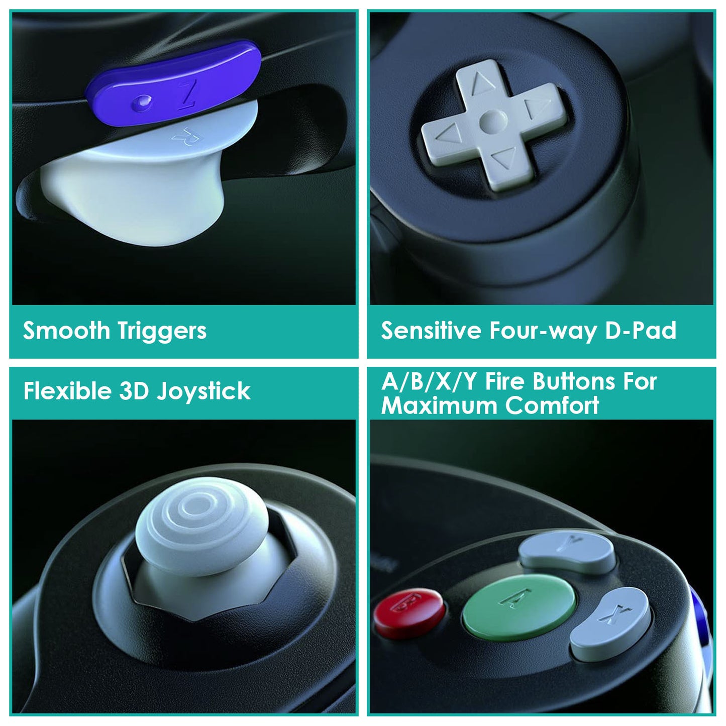 Shock Wired Game Controller Gamepad Compatible with Nintendo Wii Gamecube