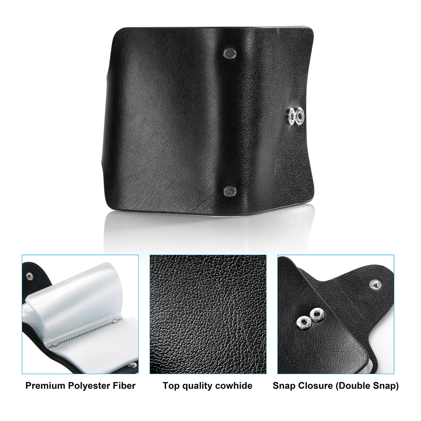 Credit Card Holder Card Organizer Pouch PU Leather Case Snap Closure with 26Pcs Card Slots