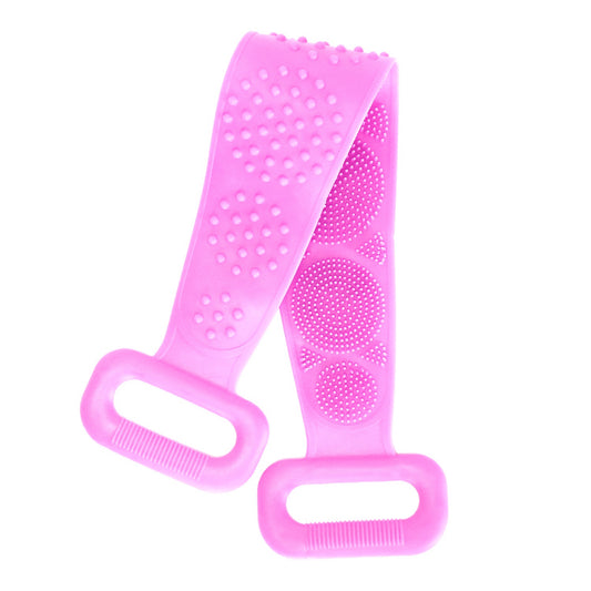 Silicone Back Scrubber Belt For Shower Exfoliating Foaming Body Wash Strap Brush Bristles Massage Dots W/ Adhesive Hook