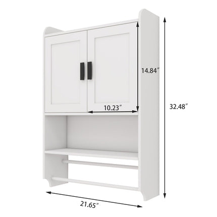 Wall Mounted Bathroom Cabinet with Towel Bar & Toilet Paper Holder