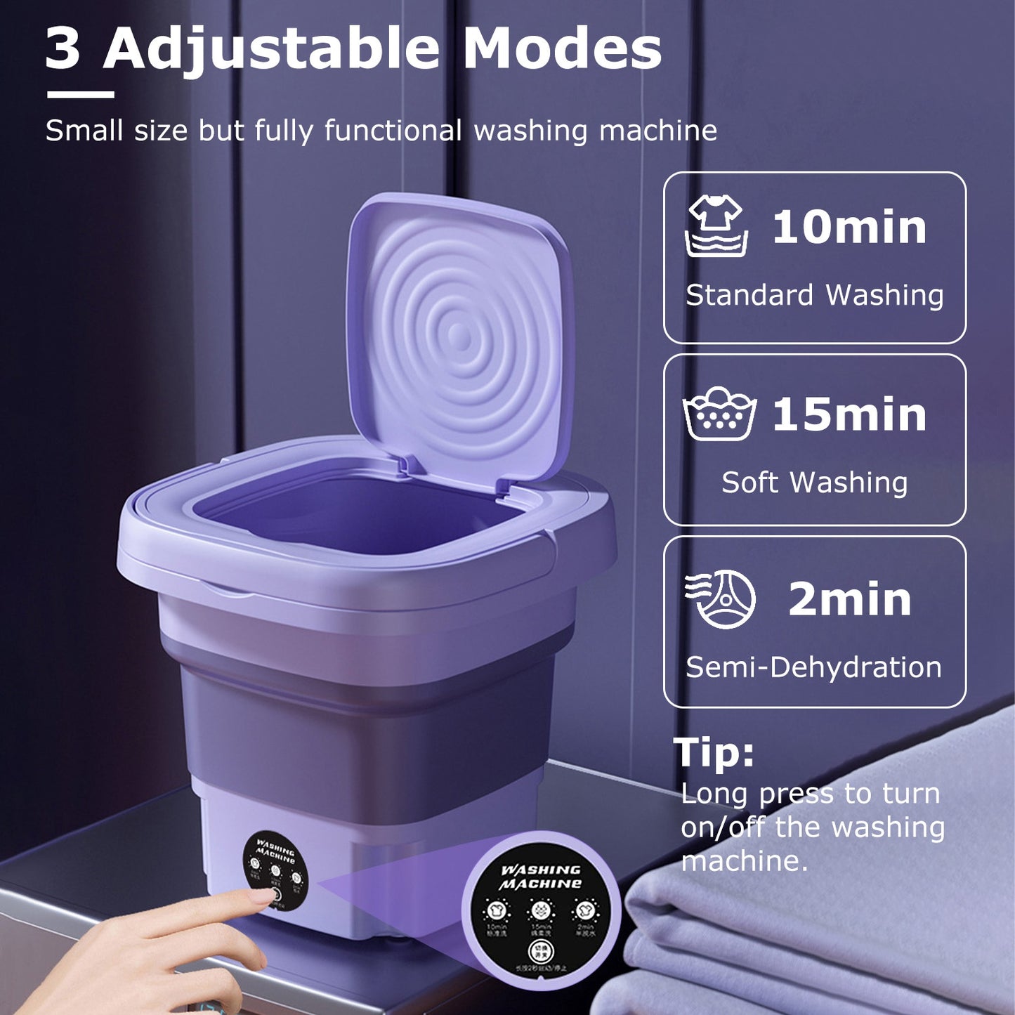 Foldable Mini Washing Machine – Portable Electric Washer with Drain Basket