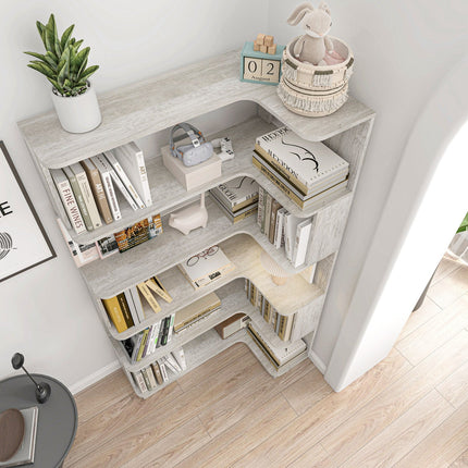 5-Tier L-Shaped Corner Bookshelf with 6 Open Shelves