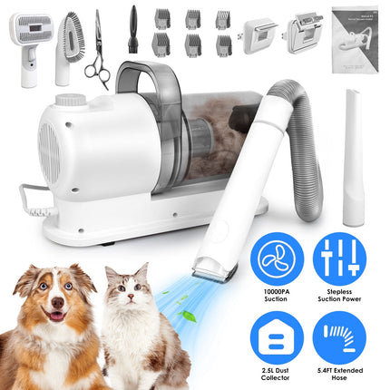 Pet Grooming Vacuum Kit with 7 Tools & 10000PA Suction