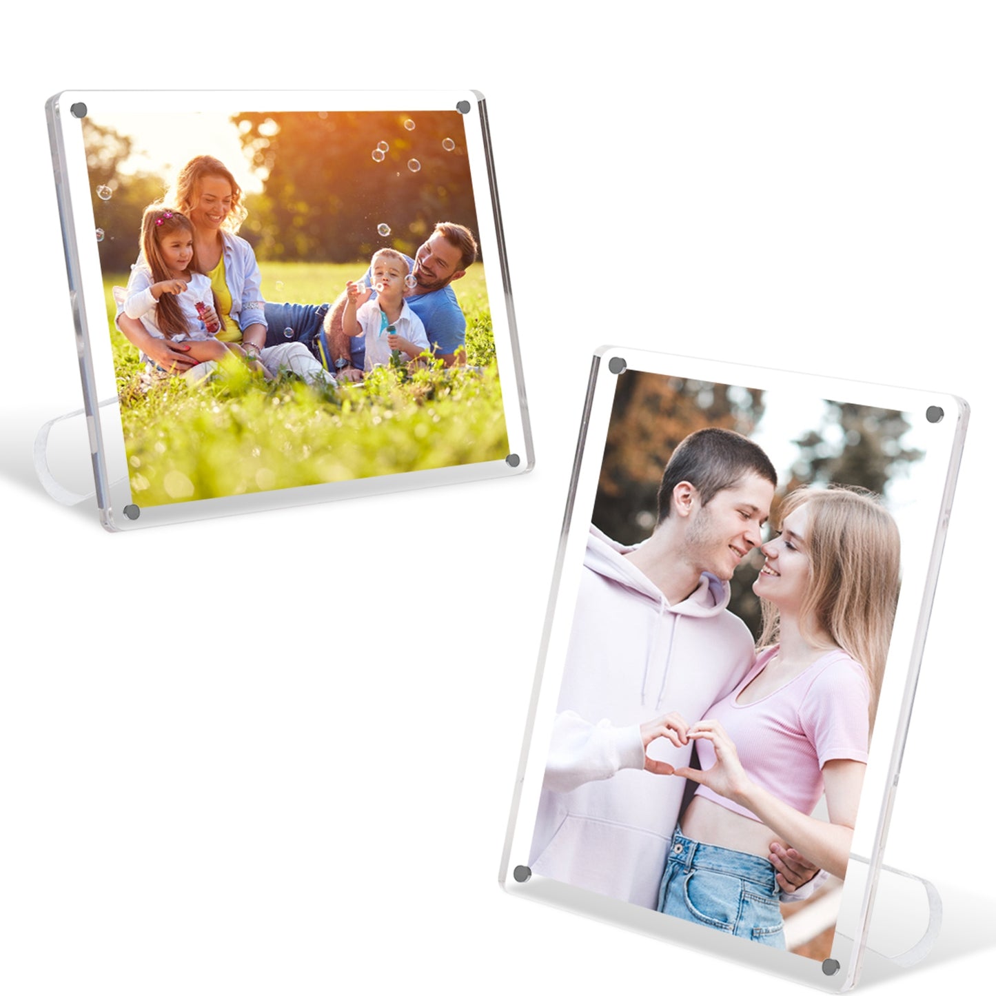 4Pcs Acrylic Photo Frames 5x7In Photo Display Vertically Horizontally Free Standing Desktop Picture Frame High Definition Magnetic Frameless Photo Hol