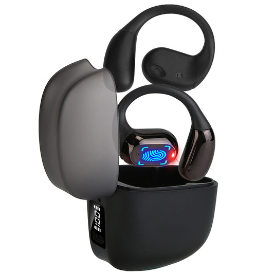 Wireless V5.4 Open Ear Earbuds with Earhook LED Display Charging Case IPX5 Waterproof 300Hrs Standby Time Touch Control Stereo Sport Headphones for Wo
