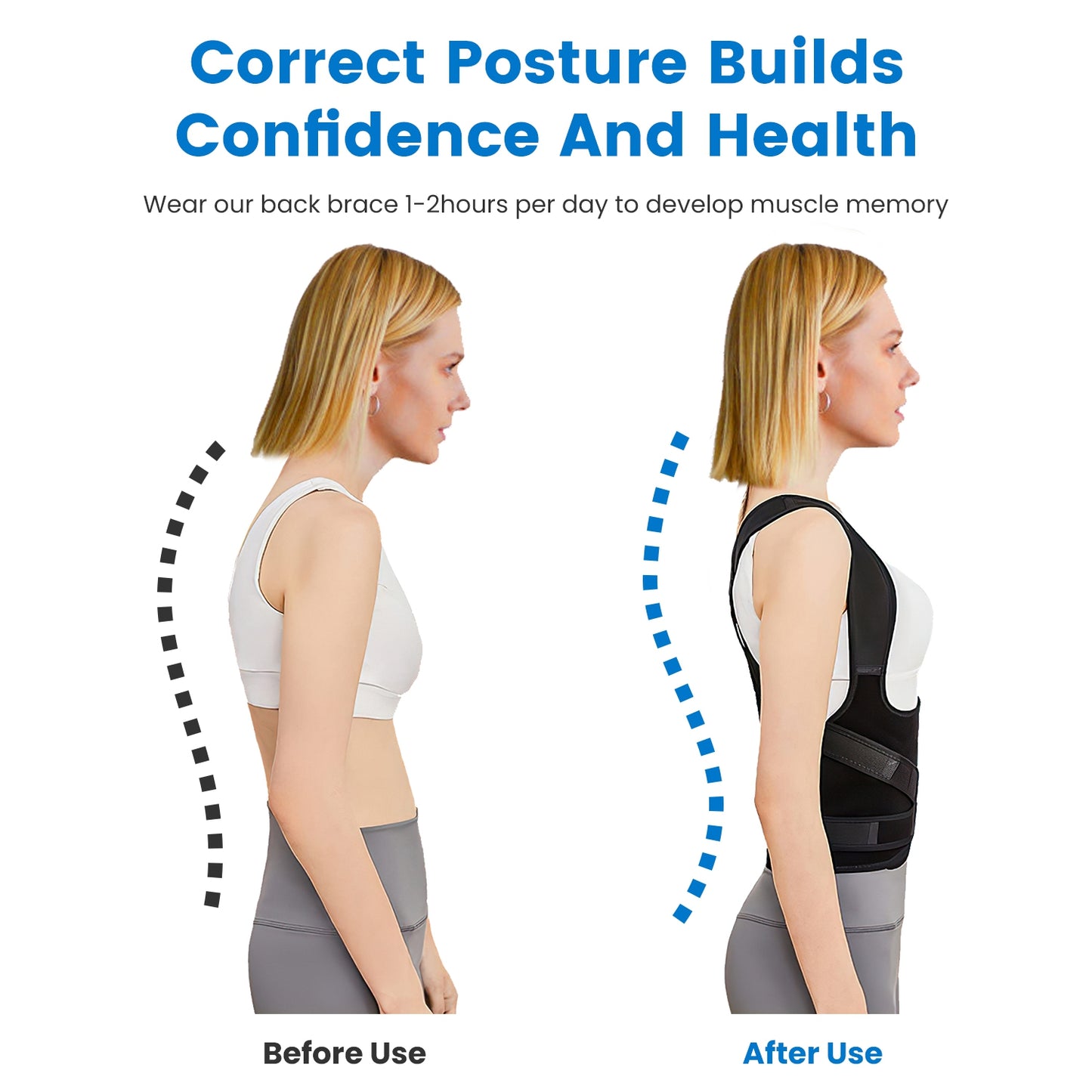 Posture Corrector for Women Men Adjustable Back Brace Posture Trainer Improve Hunchback Slouching Kyphosis Correction Invisible Under Clothes Upper Ba