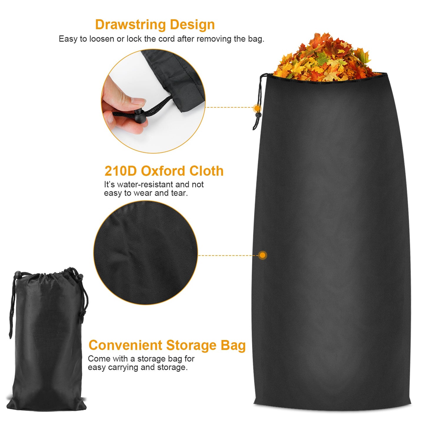 Lawn Tractor Leaf Bag 54 Cubic Feet Standard Garden Waste Collection Bag w/ 112in Opening For Fast & Easy Leaf Collection Riding Lawn Mower Rubbish Ba