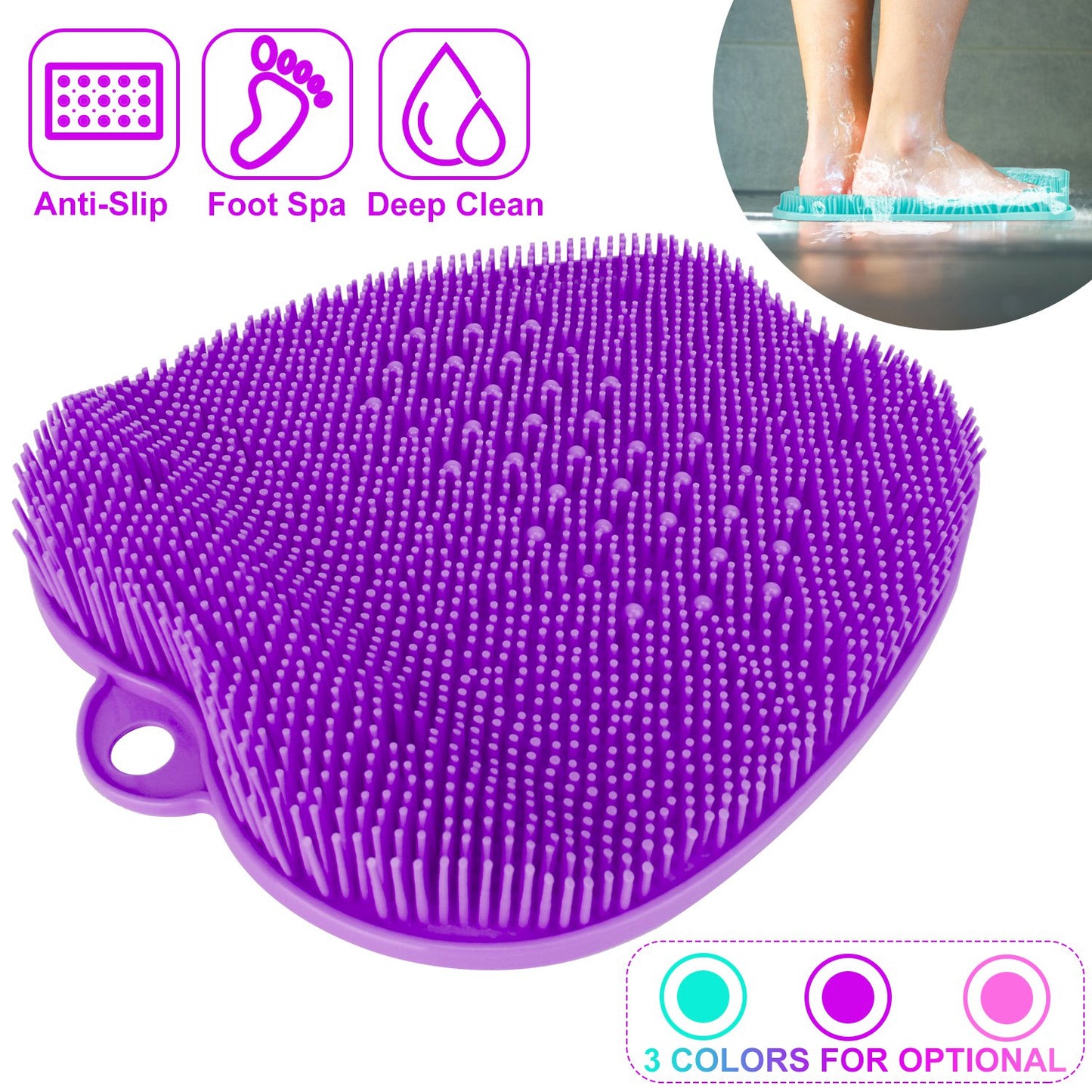 Shower Foot Scrubber Foot Massager Exfoliation Cleaner Mat Improve Foot Circulation Scrubber Foot Pain Relief Mat w/ Anti-slip Suction Cups