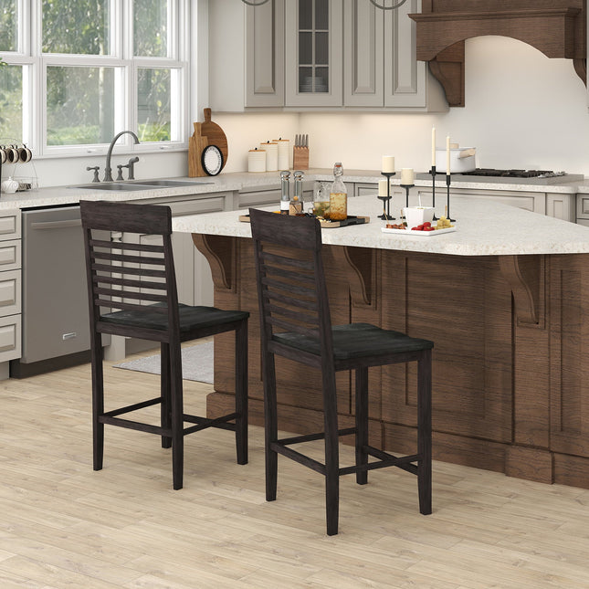 Dining Chair Set of 2 with Footrests and Solid Wood Frame