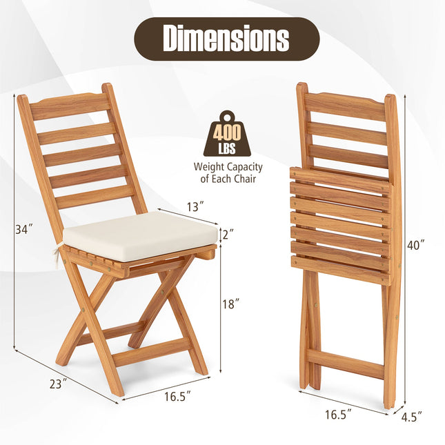 Patio Folding Chairs Set of 2 with Soft Seat Cushion