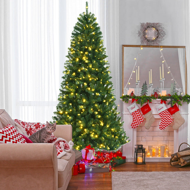 Artificial Hinged Christmas Tree with Remote-controlled Color-changing LED Lights