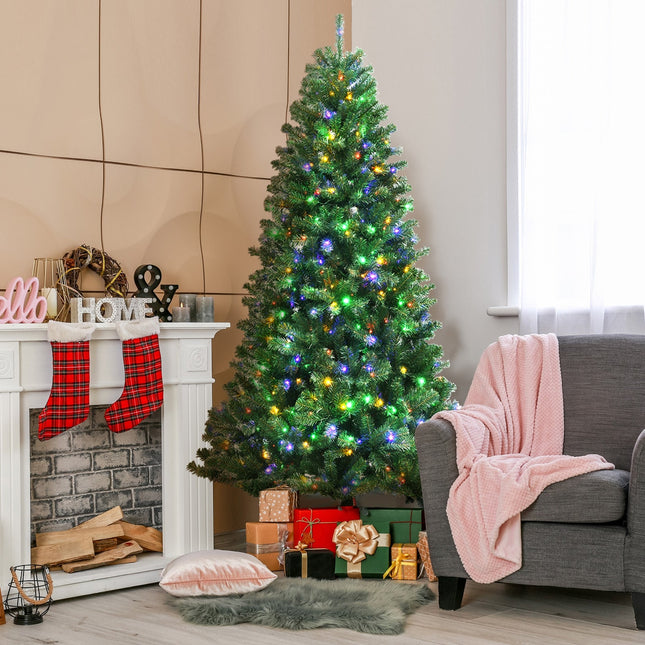 Artificial Hinged Christmas Tree with Remote-controlled Color-changing LED Lights