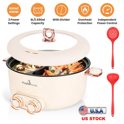 Electric Hot Pot 6L Dual Divider with Independent Controls