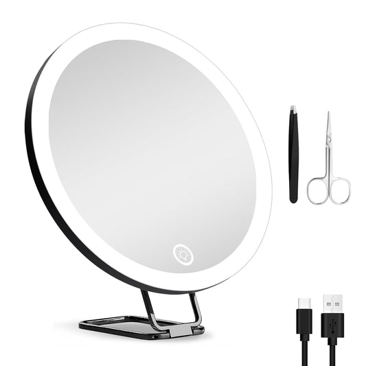 30X Magnifying Mirror With Light 3 Colors Dimmable Brightness Included Tweezer Scissor Travel Magnifying Makeup Mirror with Suction Cup 360¡ Adjusta