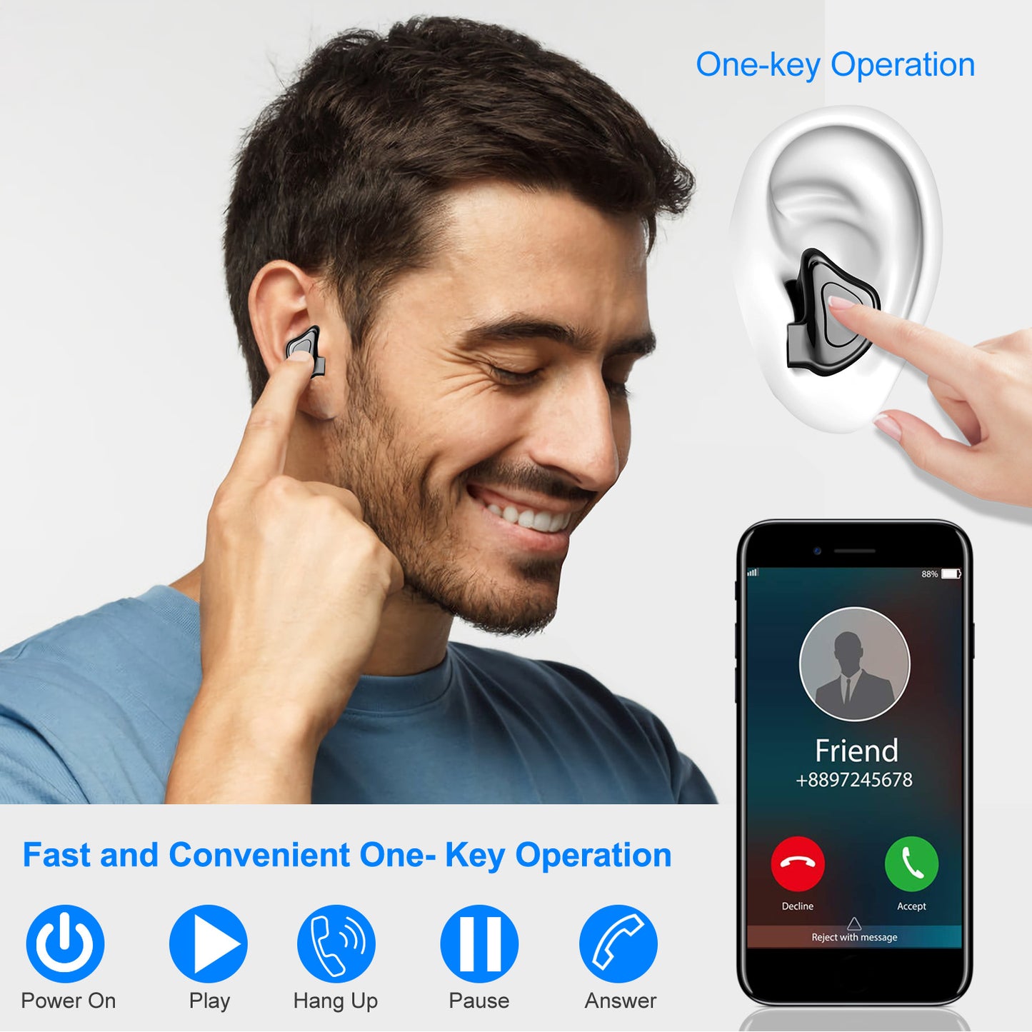 True Wireless Earbuds Wireless V5.0 TWS Headset Waterproof Stereo Earphone Charge Dock