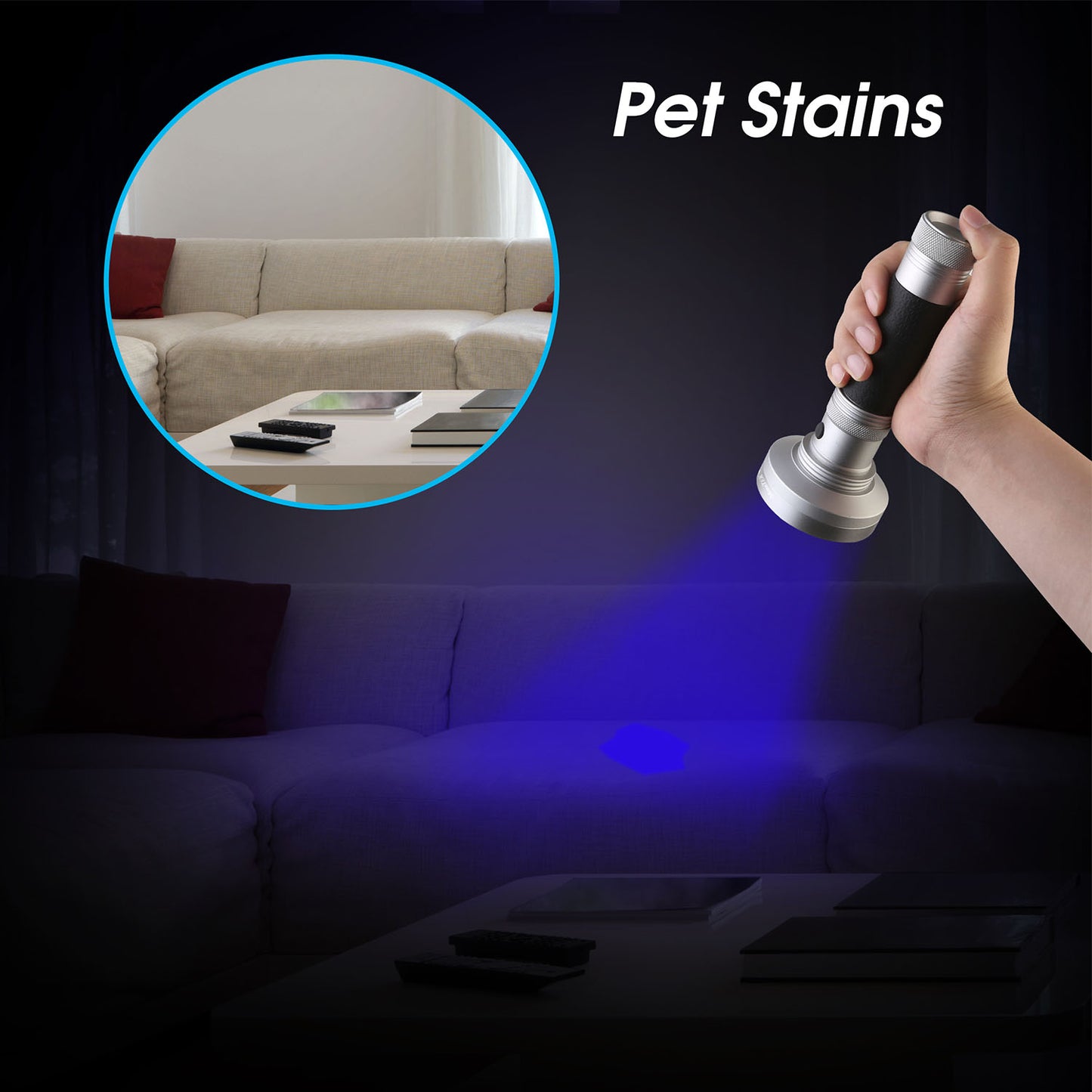 100-LED Blacklight Ultraviolet Detection Aluminum Flashlight