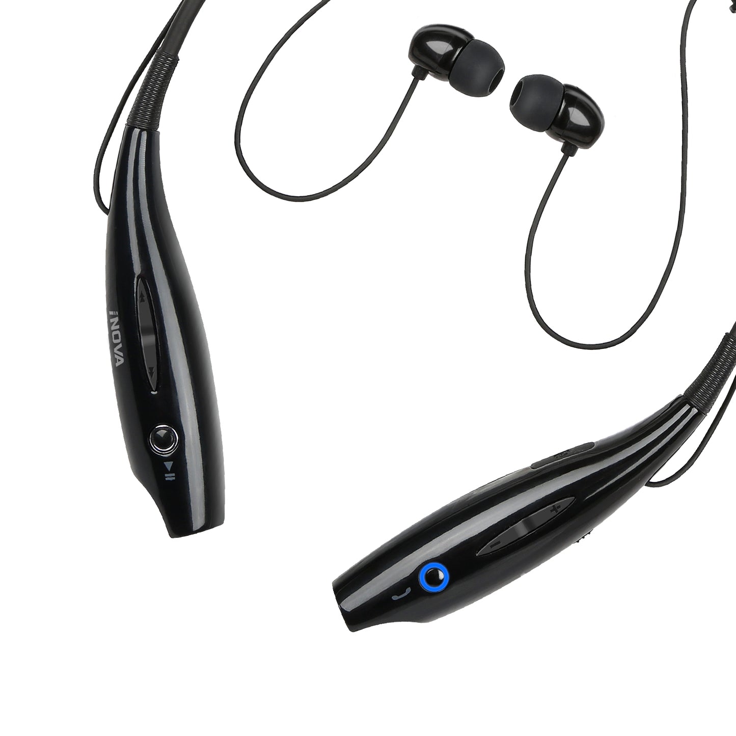 iNOVA Wireless Sports Stereo Hands Free Headset for Phone and Tablet in Black
