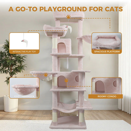 68in Multi-Level Cat Tree Tower with Hammocks & Scratching Posts