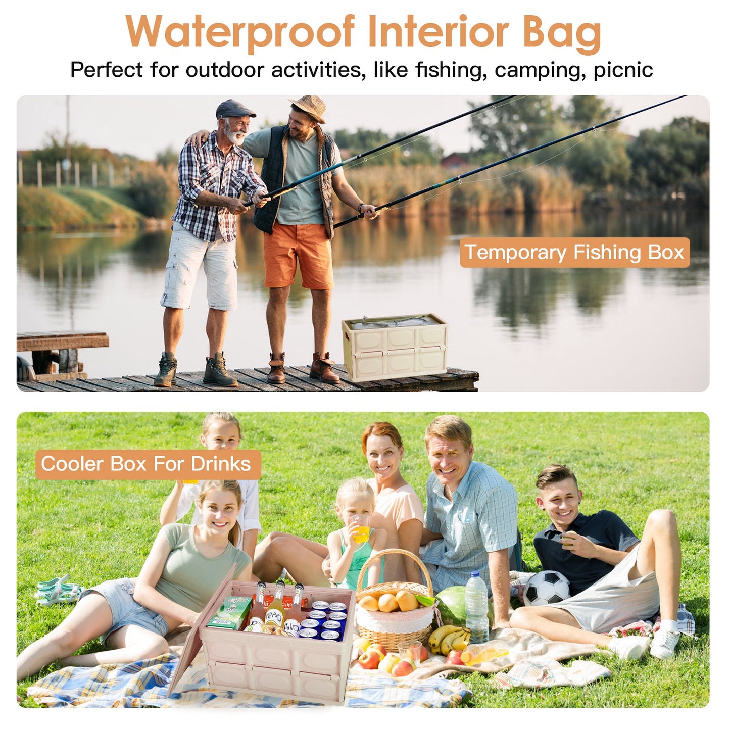 2Pcs 30L Collapsible Storage Bins With Dustproof Lid Waterproof Interior Bag Handle Stackable Storage Box Container Utility Organizer Crate For Campin