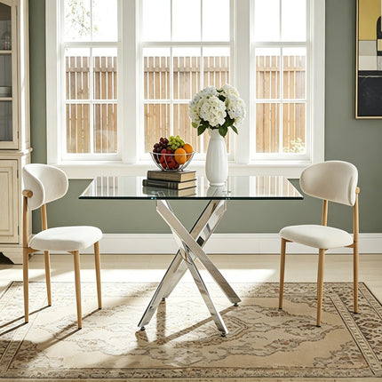 Upholstered Dining Chairs Set of 2 with Curved Back