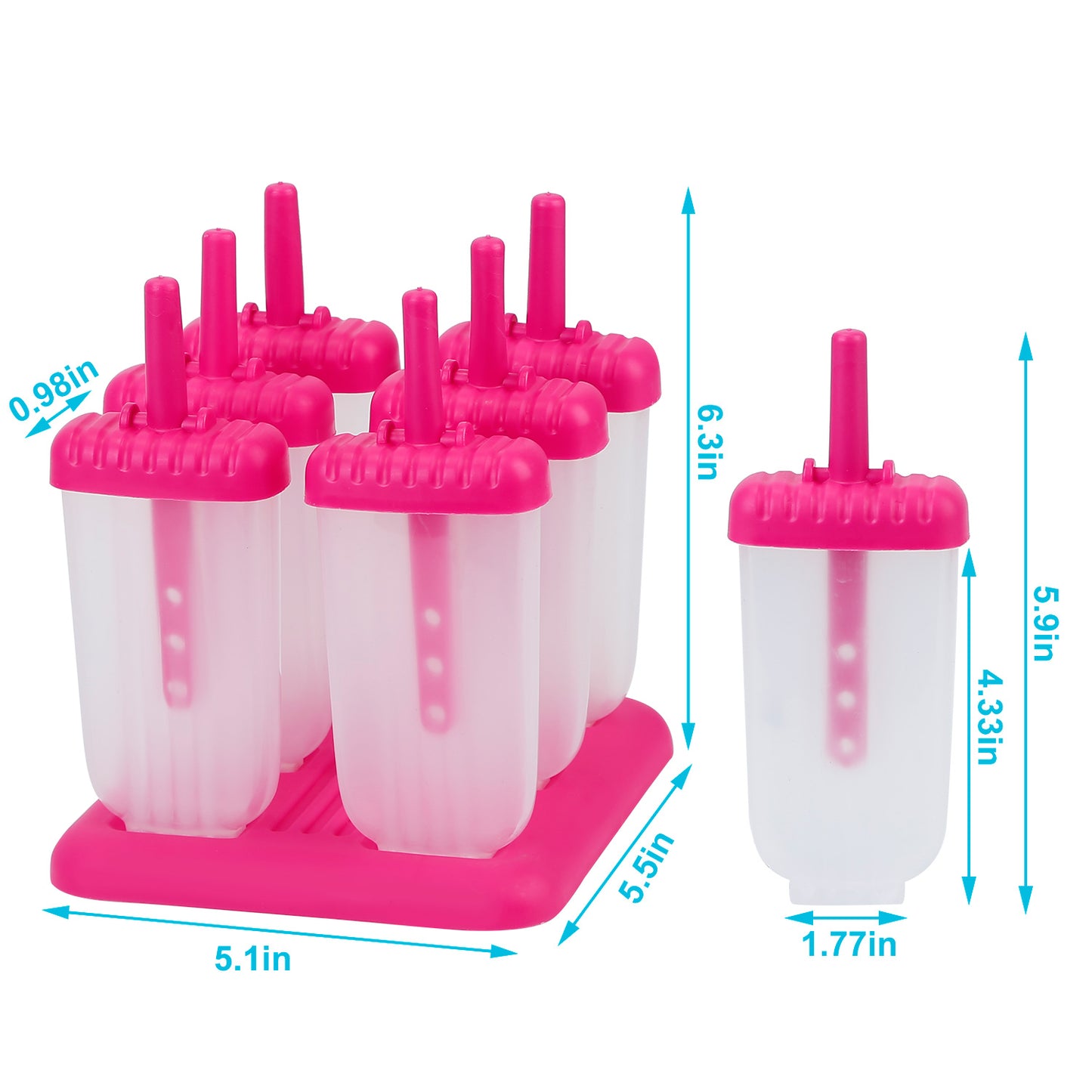 6Pcs Popsicle Molds Reusable Ice Cream DIY Ice Pop Maker Ice Bar Maker Plastic Popsicle Mold For Homemade Iced Snacks