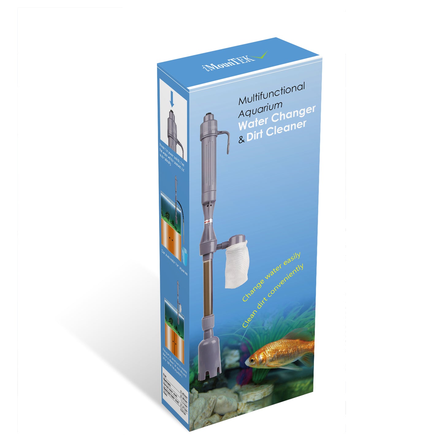 Aquarium Syphon Fish Tank Vacuum Gravel Water Filter Cleaner Powered by battery