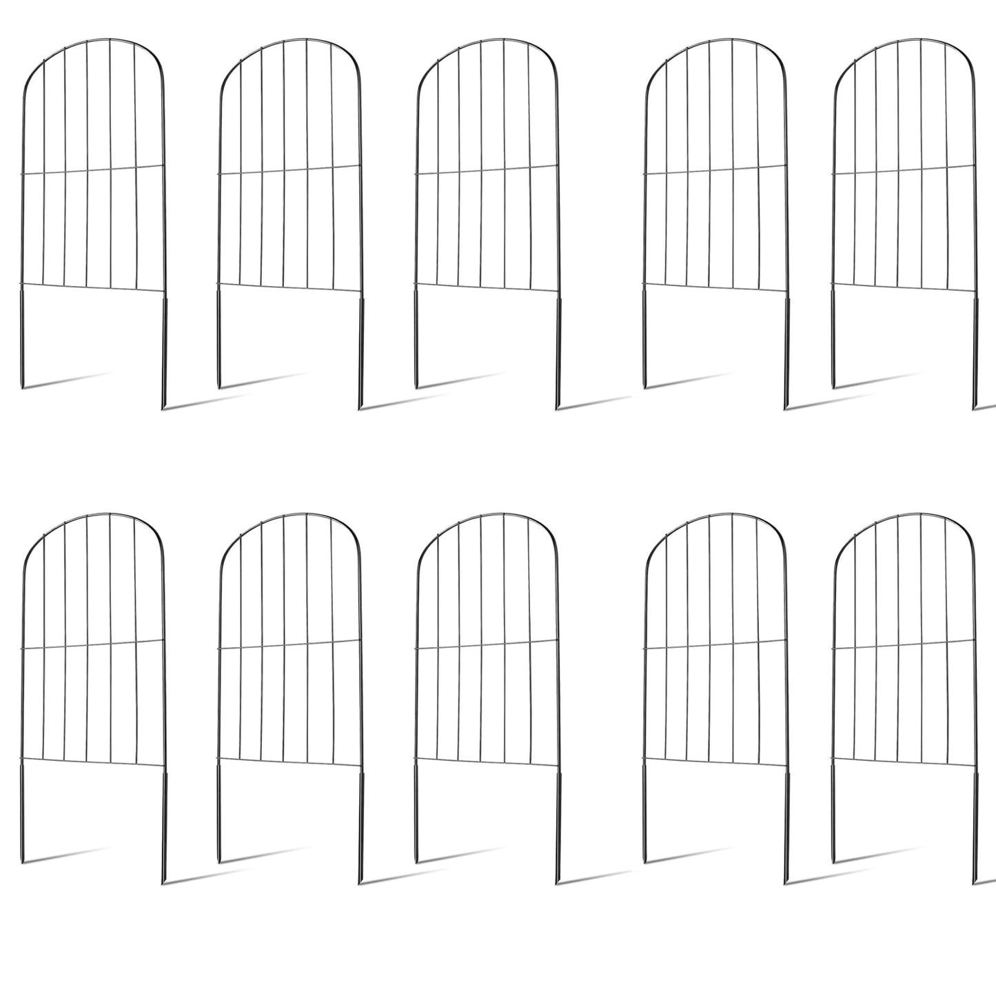 10Pcs Decorative Garden Fence Rustproof Iron Wire Arched Fence Animal Barrier Border 12.59Ó Width 23.93Ó Length For Yard Landscape Patio Outdoor Decor