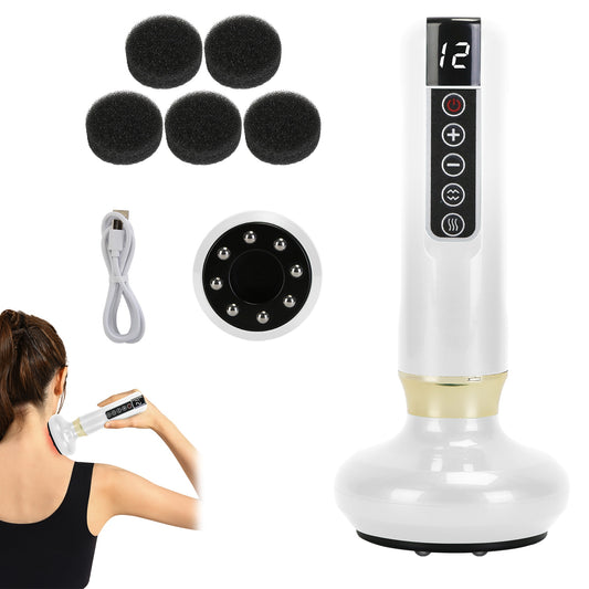 Anti Cellulite Massager Handheld Vacuum SuctionÊCupping Kit Beauty Tool with 12 Suction Mode 12 Heating 20Mins Auto-Off One-Key Pressure Release for A