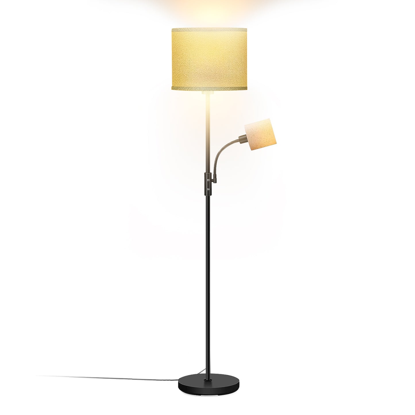 67.32In Mother Daughter Floor Lamp with Linen Shade 3200K Brightness 360¡ Adjustable Reading Light Modern Decoration Standing Lamp for Living Room Bed
