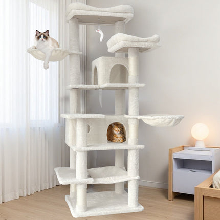 68-Inch Multi-Level Cat Tree Tower with Hammocks & Scratching Posts