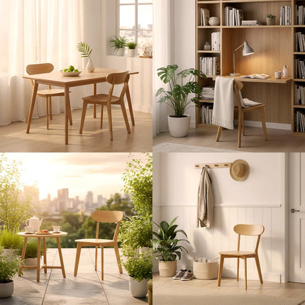 Solid Wood Dining Chair with Curved Backrest