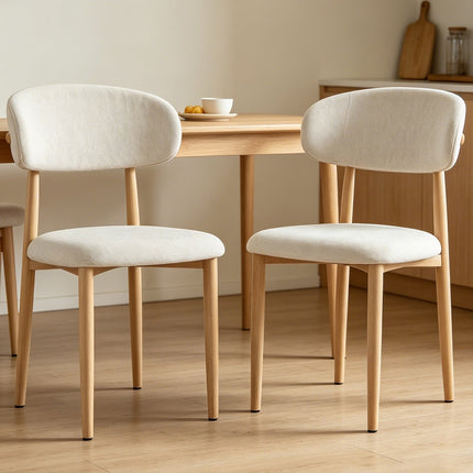 Upholstered Dining Chairs Set of 2 with Curved Back