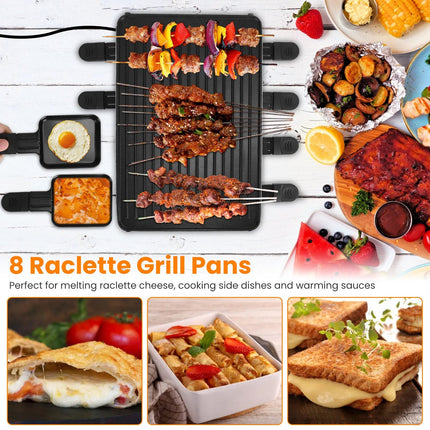 Raclette Grill for 8 People with Reversible Non-Stick Griddle
