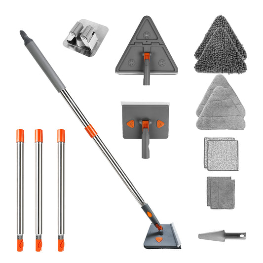 2 In 1 Baseboard Cleaner Mop Wall Cleaner Mop With Squeegee Extendable Long Handle 8 Reusable Fiber Flannel Chenille Mop Pads 360¡ Rotatable Convex De