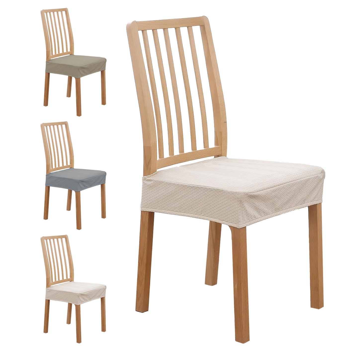 4Pack Waterproof Dining Chair Slipcovers Stretch Chair Seat Slipcovers Removable Washable Jacquard Seat Covers for Dining Room