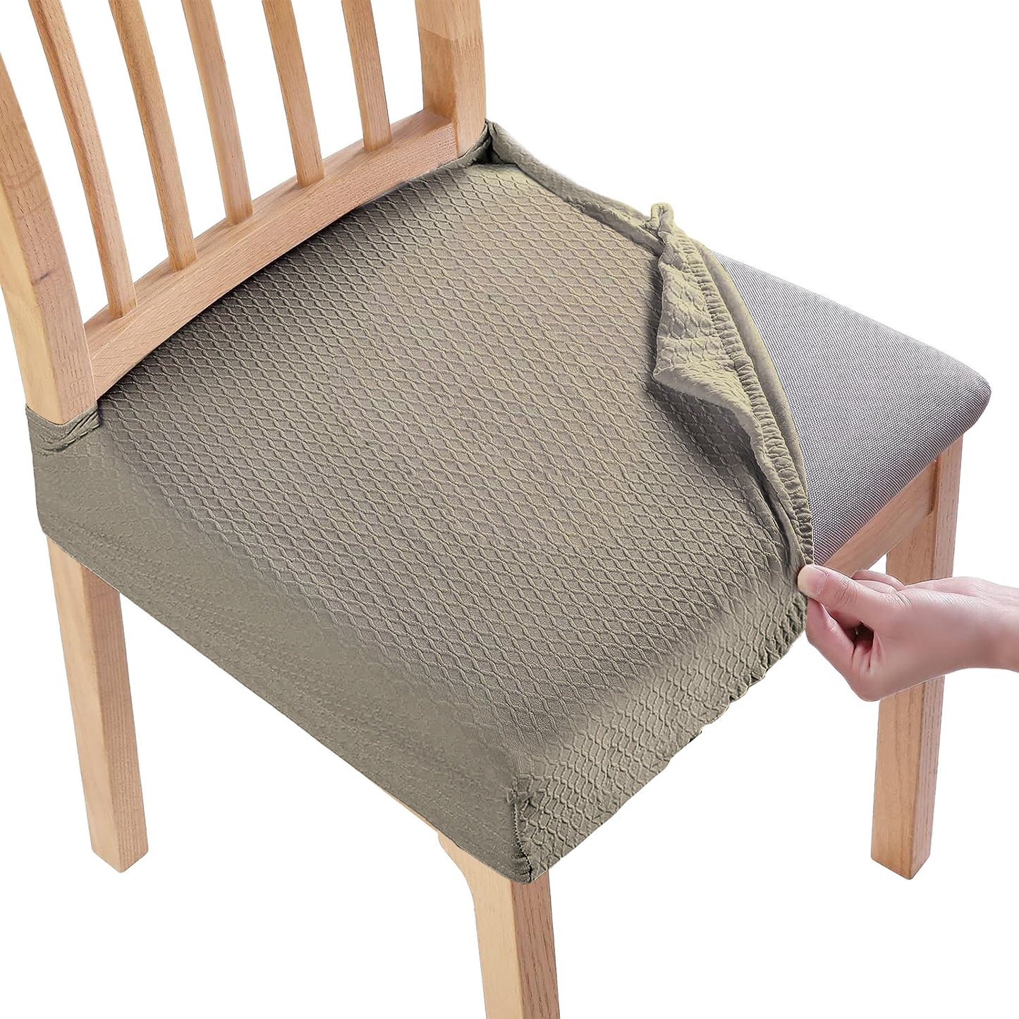 4Pack Waterproof Dining Chair Slipcovers Stretch Chair Seat Slipcovers Removable Washable Jacquard Seat Covers for Dining Room