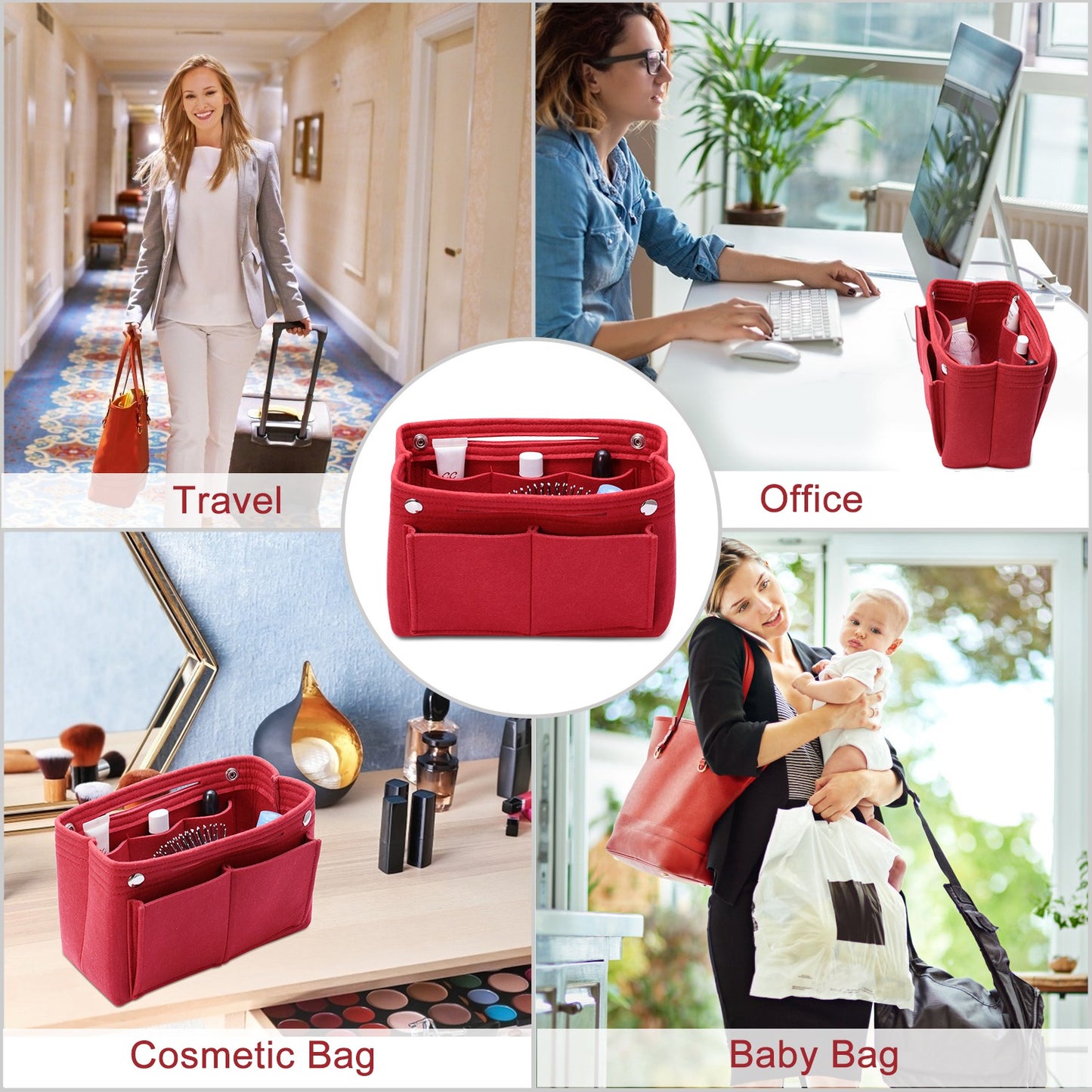 Felt Handbag Insert Organizer Purse Tote Shaper Bag in Bag Cosmetic Bag Handbag Purse Organizer