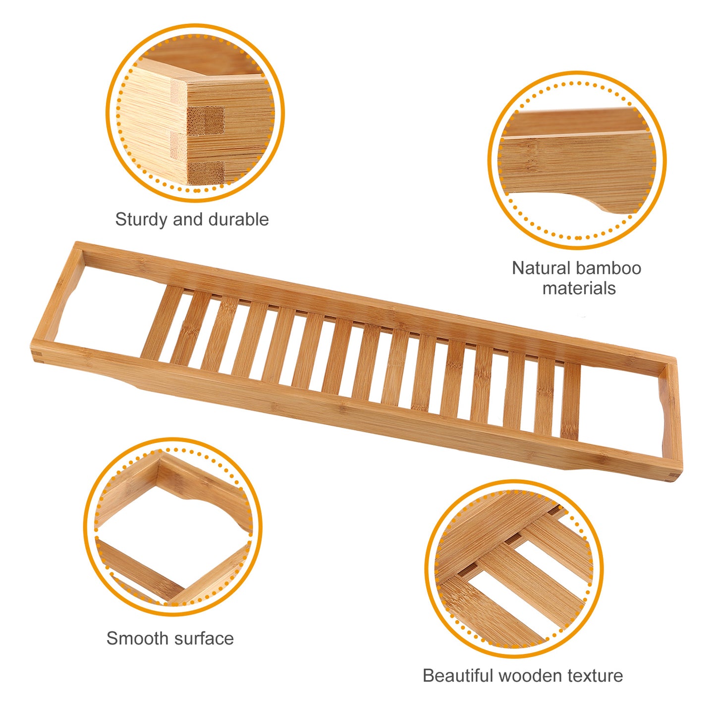 Bamboo Bathtub Tray Bath Table Bathroom Storage Rack Soap Cellphone Wine Glass Shelf Organizer