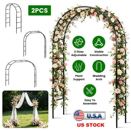 Adjustable Metal Garden Arch for Climbing Plants - 7.87ft Tall