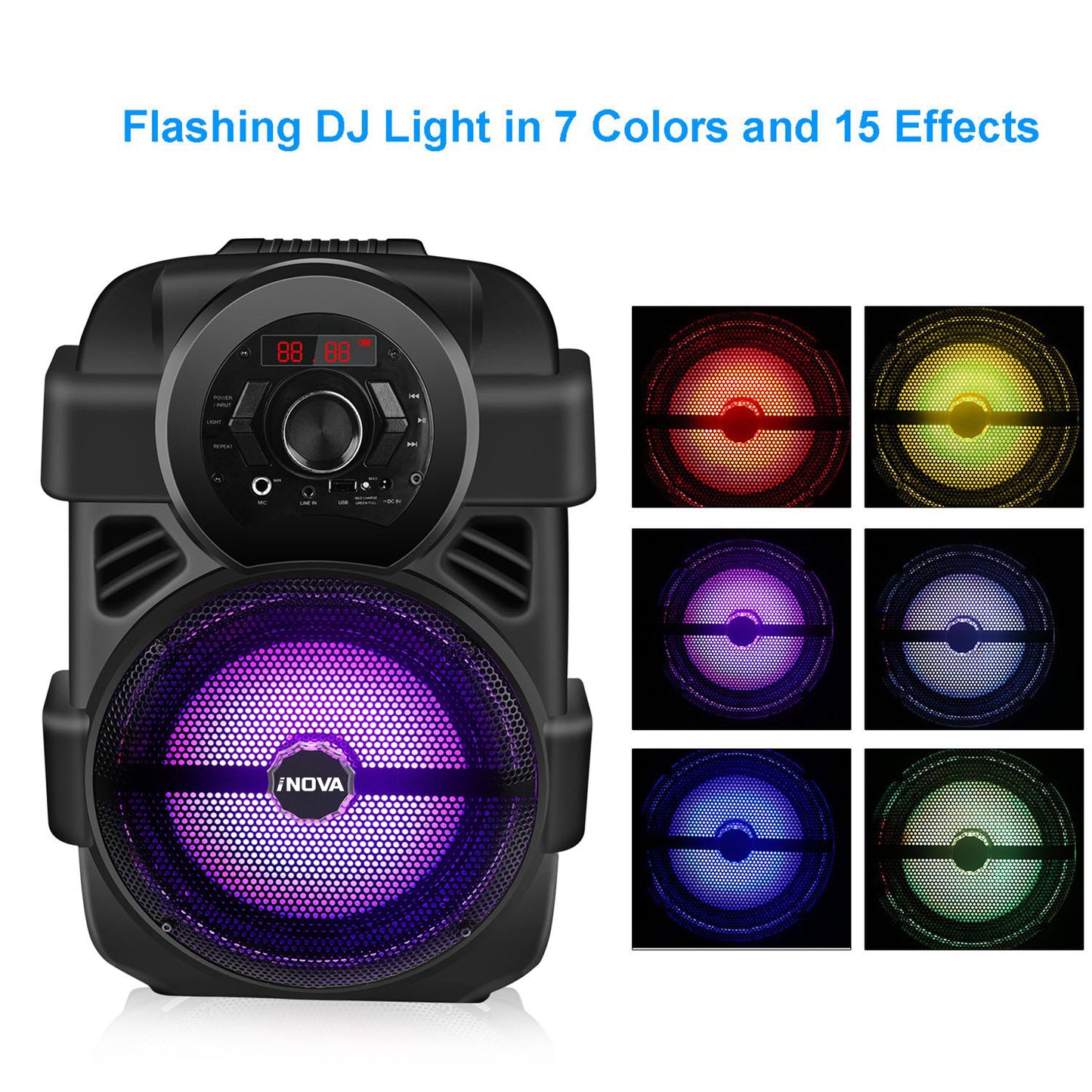 Colorful LED Portable Wireless Party Speaker