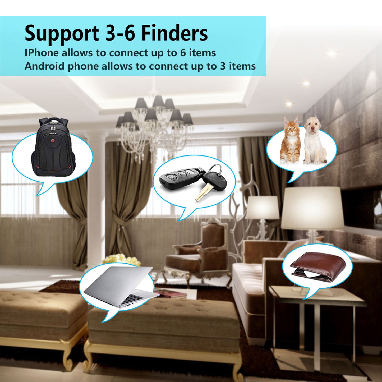 iMounTEK Anti-Lost Tracker Key Finder Bi-directional Real Time Locator 25m/82ft Remote Control for iPhone X Samsung S9