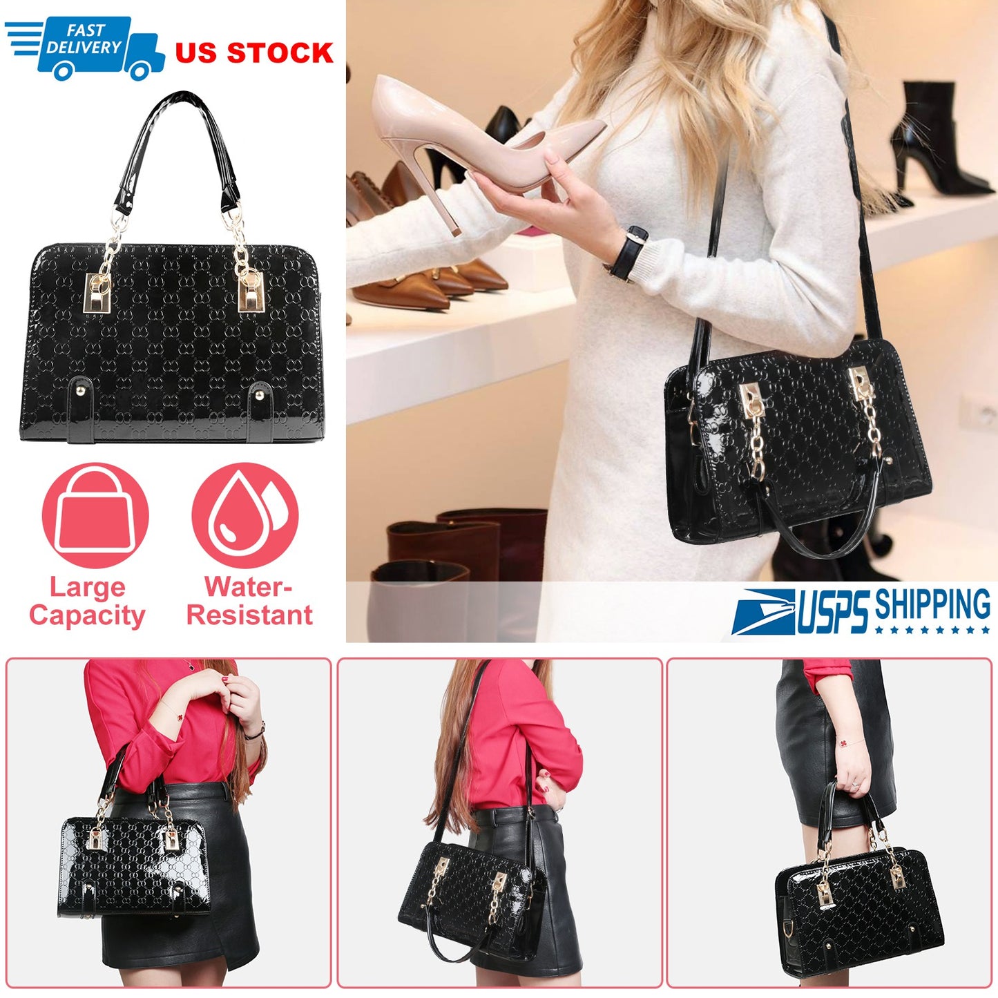 Women\'s Fashion Leather Handbag Lady Purses Tote Bags Shoulder Satchel Crossbody Bags