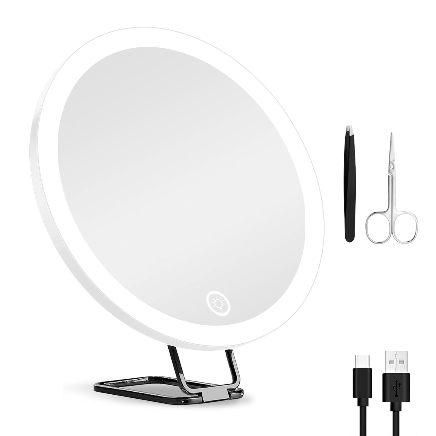 30X Magnifying Mirror With Light 3 Colors Dimmable Brightness Included Tweezer Scissor Travel Magnifying Makeup Mirror with Suction Cup 360¡ Adjusta