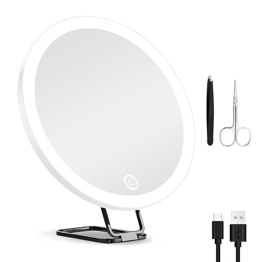 30X Magnifying Mirror With Light 3 Colors Dimmable Brightness Included Tweezer Scissor Travel Magnifying Makeup Mirror with Suction Cup 360¡ Adjusta