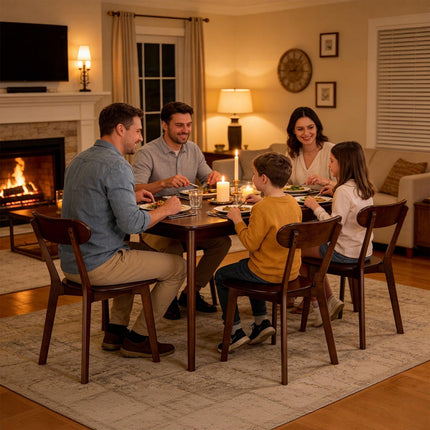 Solid Wood Dining Chair with Curved Backrest